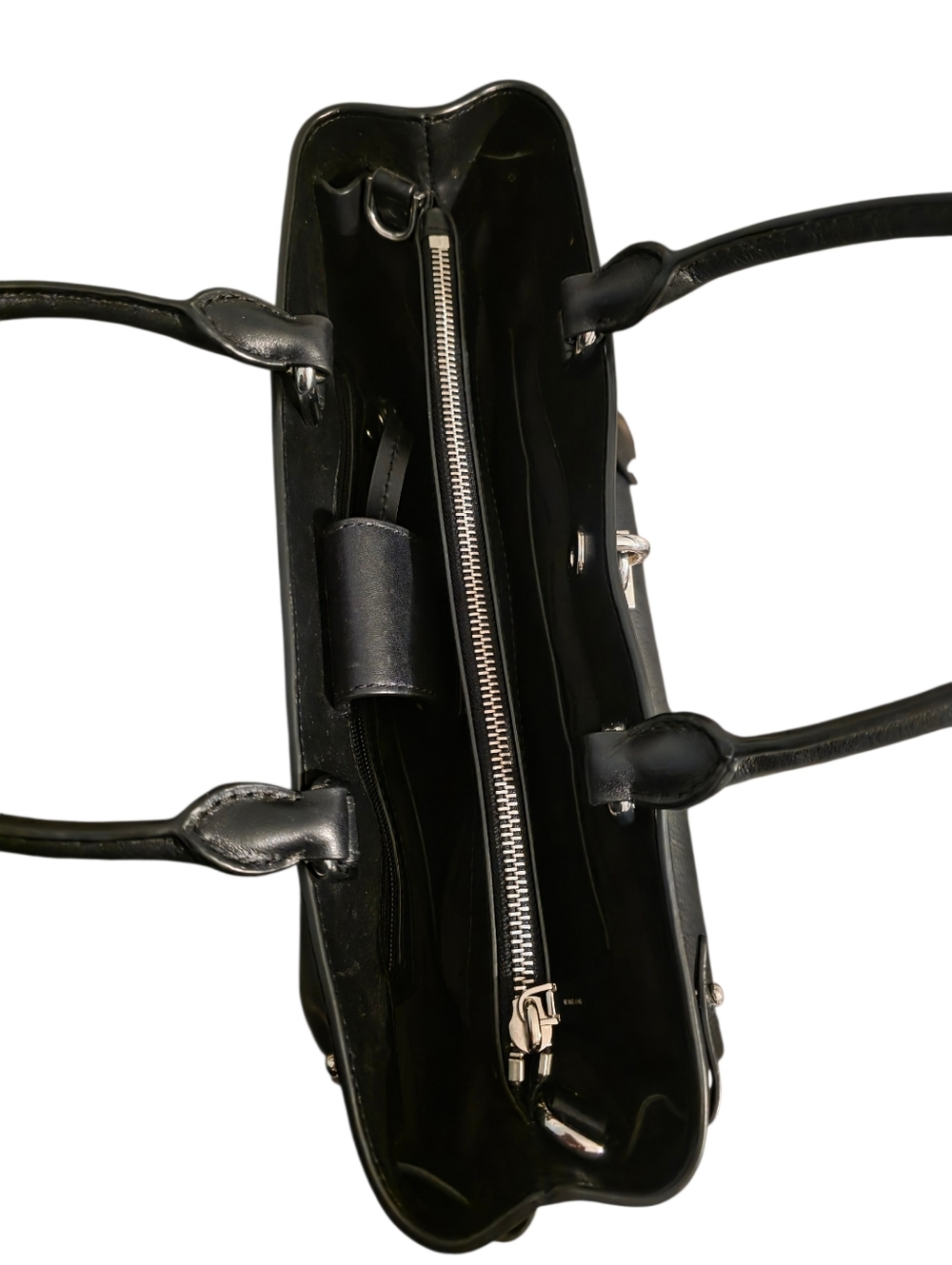 Michael Kors Black Leather Tote with Silver Hardware - Picture 2 of 4